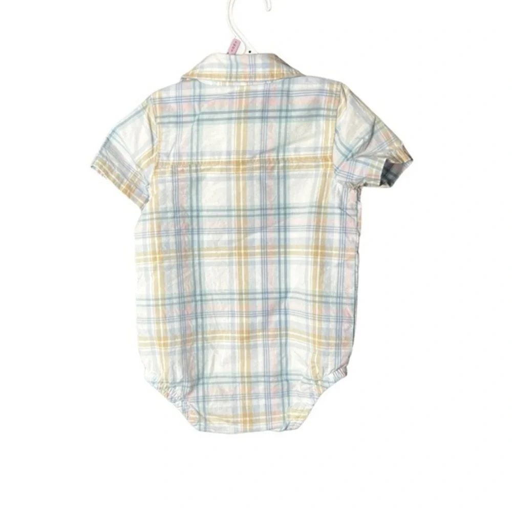 Baby B'gosh Classic Button-Front Bodysuit Plaid‎ Collared Size 9 Months NWT
